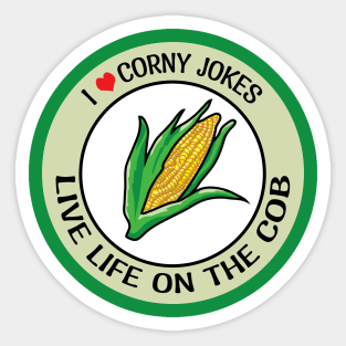 I Heart Corny Jokes Badge Sticker